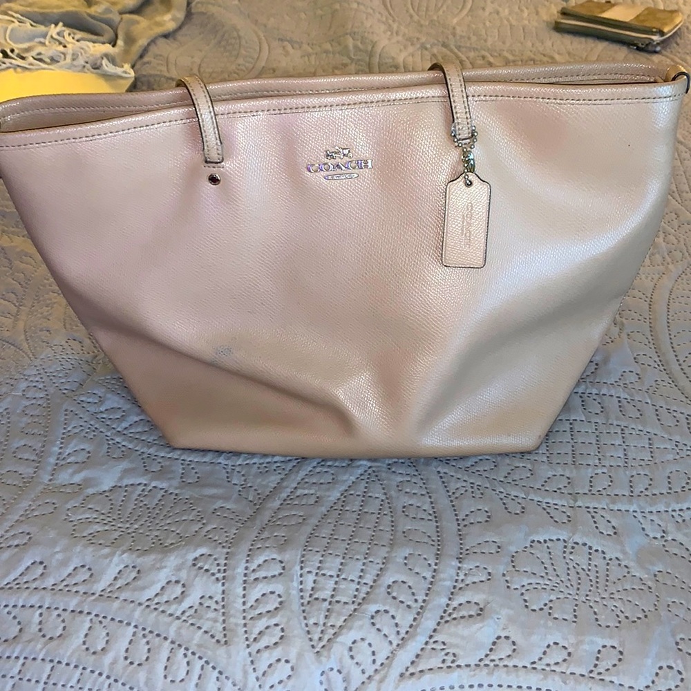 Beige Coach Tote